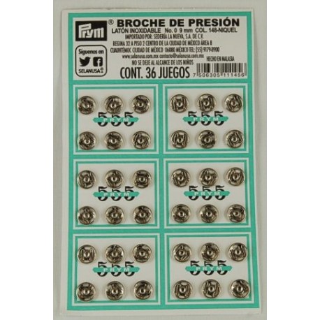 Broches de presión niquelado No. 0