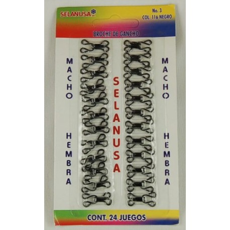 Broches de gancho No. 3 negro
