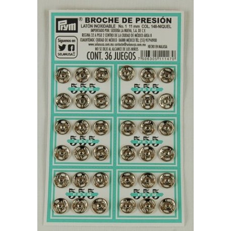 Broches de presión niquelado  No. 1
